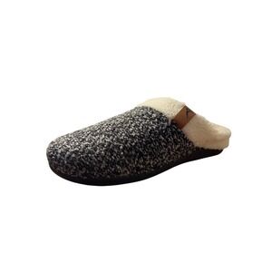 Ergofoot Mens Orthotic Slippers Arch Support Sherpa Lined Knit Grey Black Size10